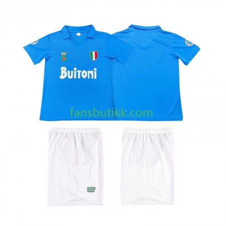 Fotballdrakt SSC Napoli 1987 Barn Retro Hjemmetrøye 1988 Kortermet